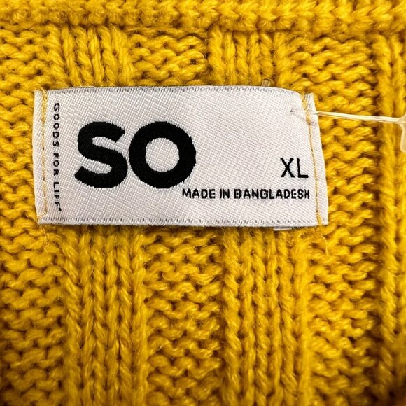 SO Knit Button Up Cardigan Yellow/White Striped V-Neck Long Sleeve Size XL - Picture 8 of 9